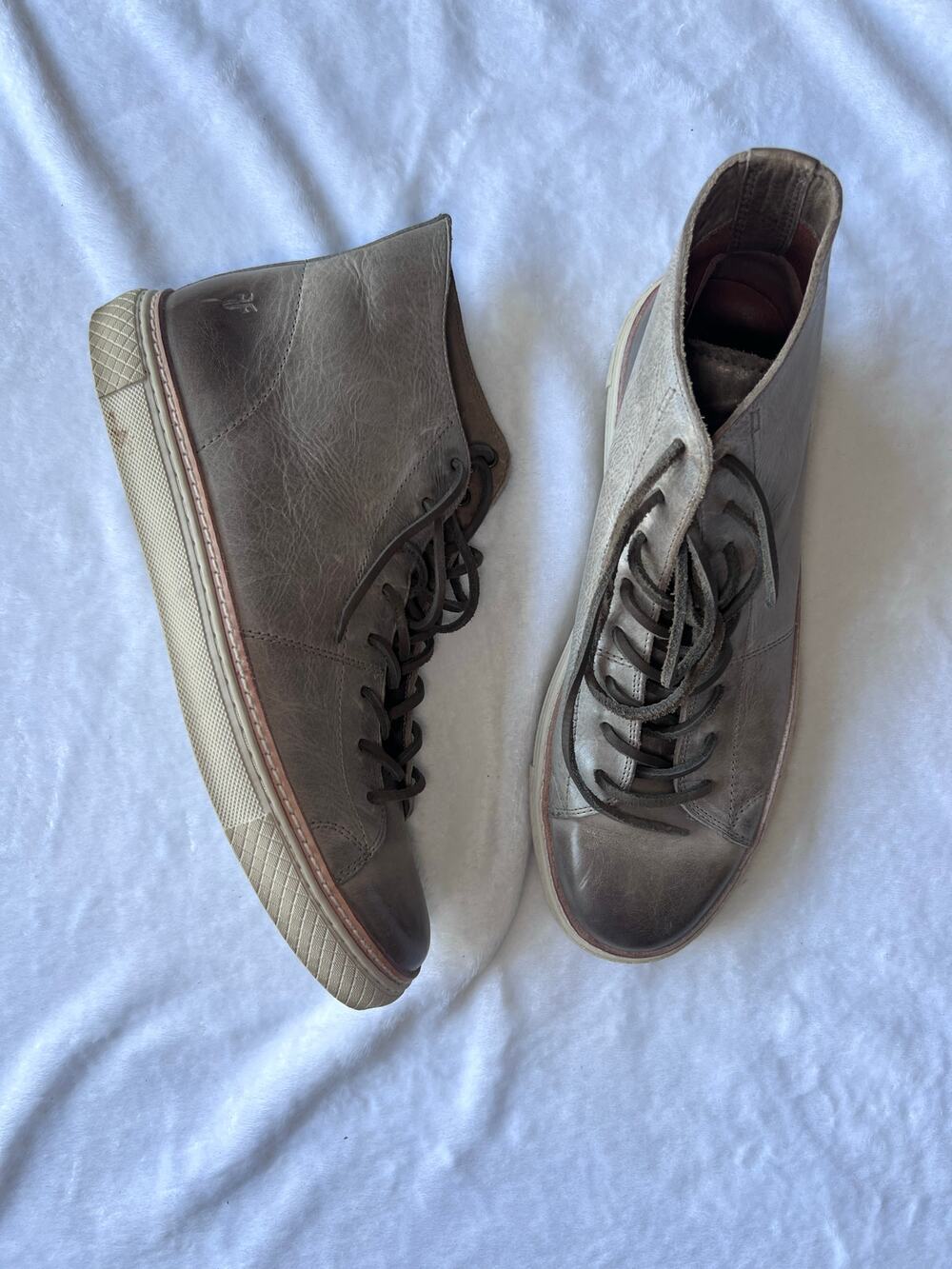Frye Leather High Top Sneakers Mens 10.5 Gray
